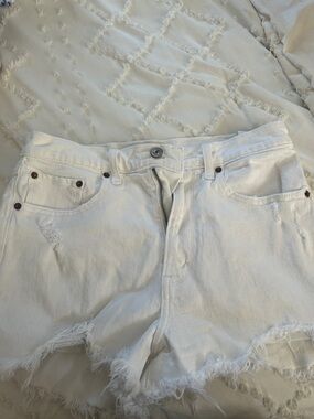 Abercrombie & Fitch White High-Rise Mom Shorts